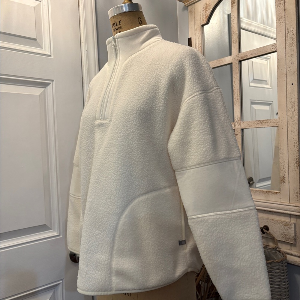T by Talbots Women’s Ivory Sherpa Inspired 3/4 Zip LP NWT BaseLayer Gorpcore‎